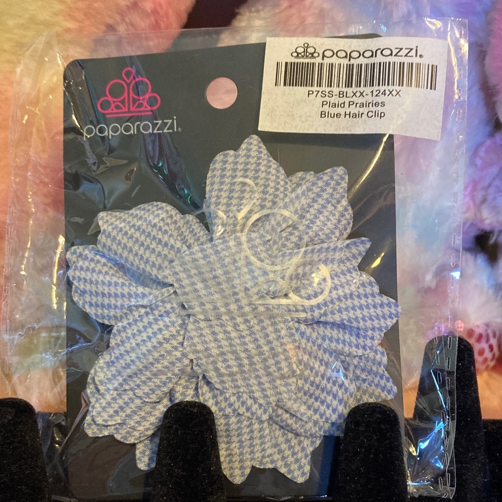 Paparazzi Blue Plaid Hair Accessory